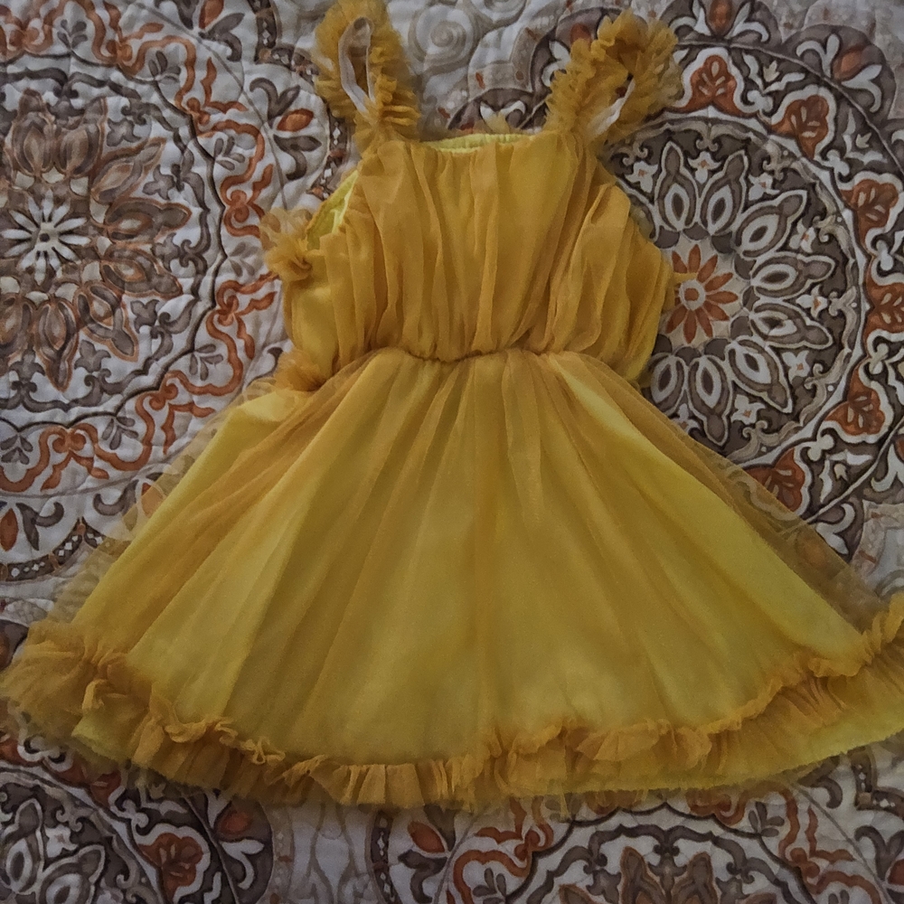 Yellow Ruffled Chiffon Dress